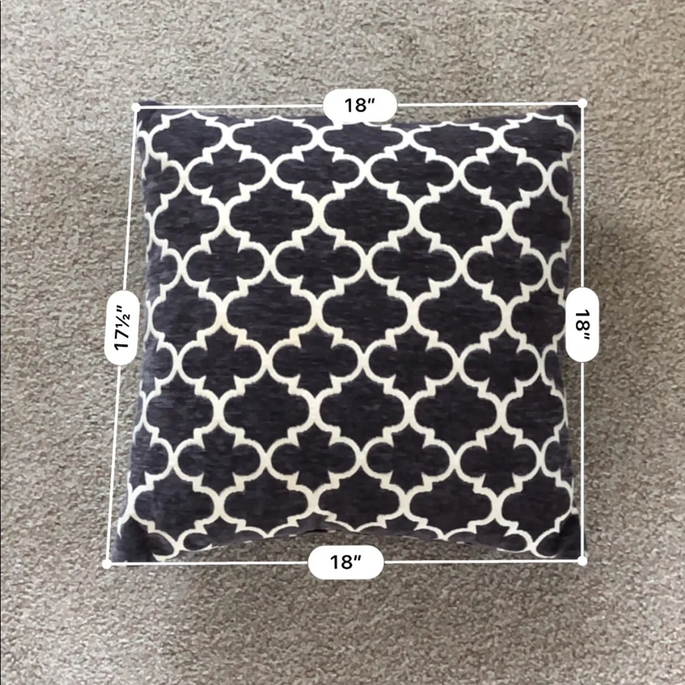 Charcoal Grey Moroccan Trellis Throw Pillow 18x18 Single Geometric Modern Boho
